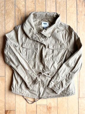 Old Navy Beige Drawstring Waist Utility Jacket Size Medium